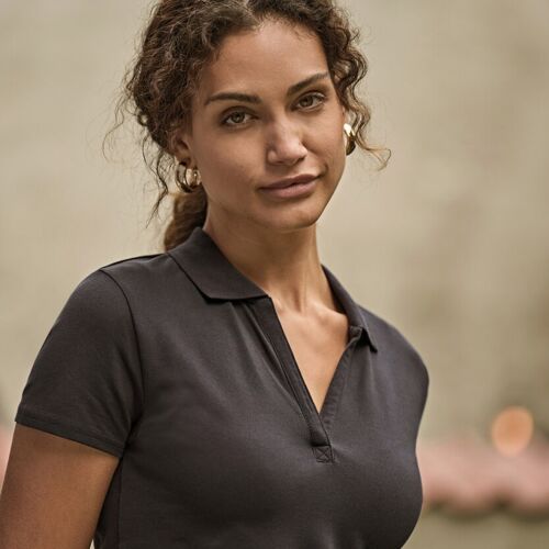 Women’s luxury stretch v-neck polo (1409) Thumbnail