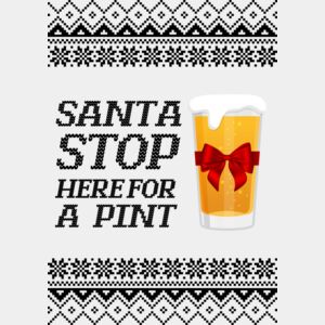 Santa Stop Here Pint Black Thumbnail